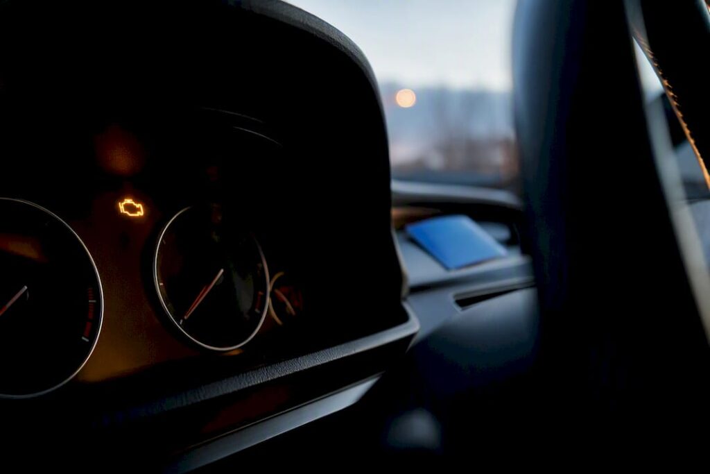 Amber check engine warning light illuminated